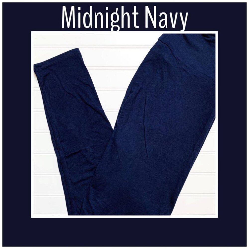 NEW‎ LuLaRoe SOLID Navy Blue Leggings OS Comfy Stretch Soft NWT